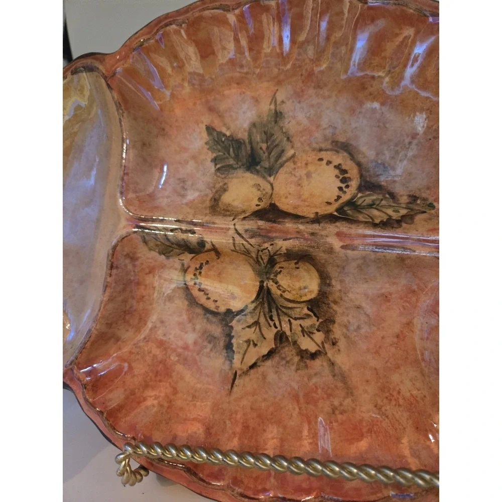 Tuscany Serving Dish, Scalloped‎ Design Fruit And Leaves 13
